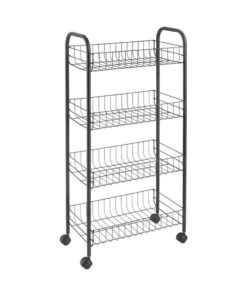 Metaltex Ascona Trolly met Wielen + 4 Manden 41x23x84 cm Mat Zwart/Metaal