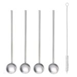Metaltex Cocktaillelepel Rietjes + Borstel RVS 5-delig