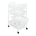 Metaltex Jumbotex Opbergkar met Wielen + 4 Lades 76x46x35 cm Wit/Metaal