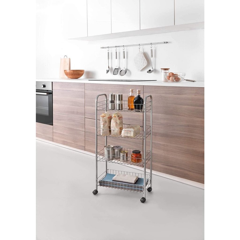 Metaltex Keuken/Badkamer Opbergtrolley Ascona 41x23x84 cm Wieltjes - Afbeelding 2