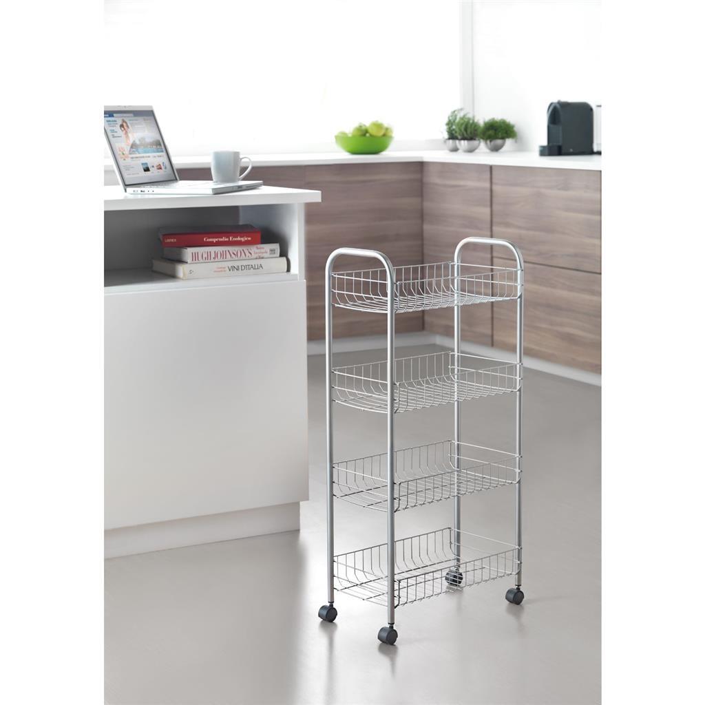 Metaltex Keuken/Badkamer Opbergtrolley Ascona 41x23x84 cm Wieltjes - Afbeelding 3