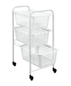 Metaltex Opbergrek met Wielen + 3 Manden 30x38x68 cm Wit