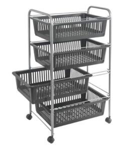 Metaltex Superjumbo Opbergkar 4 Manden 46x35x78 cm Zilver/Zwart