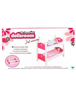 My Beautiful Dollsroom Houten Poppen-Stapelbed Roze/Wit
