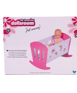 My Beautiful Dollsroom Houten Poppenbed 49x37x35 cm Roze/Wit - Afbeelding 3