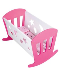My Beautiful Dollsroom Houten Poppenbed 49x37x35 cm Roze/Wit