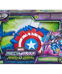 Nerf Marvel Mech Strike Monster Hunters Captain America + 3 Darts
