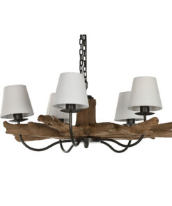 Plafondlamp Home ESPRIT Ijzer Teakhout 90 x 90 x 35 cm