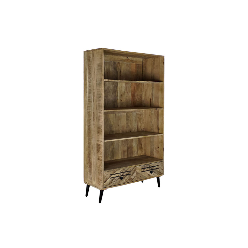 Planken DKD Home Decor Zwart Metaal Donkerbruin Mangohout 100 x 40 x 180 cm