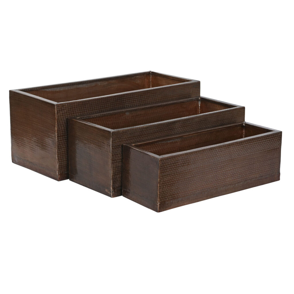 Plantenbakkenset Home ESPRIT Gouden Aluminium 100 x 43 x 40 cm