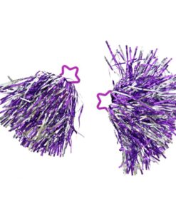Pom Poms 2 Stuks Paars/Zilver - Afbeelding 2