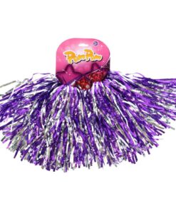 Pom Poms 2 Stuks Paars/Zilver
