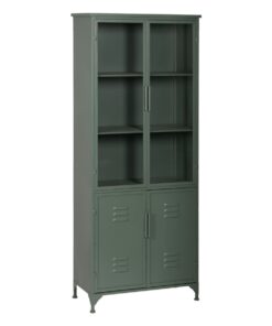 Pronkkast met dubbele glazen deuren Munt Kristal Ijzer 72 x 35 x 178 cm