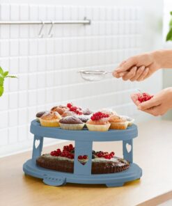 Rotho Fresh Taartdoos XL + Cupcake-Houders 35.5x34.5x26 cm Horizon Blauw/Transparant - Afbeelding 3