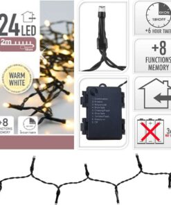 S.I.A. Batterij Kerstverlichting 1.8M 24 LED's IP44 + Timer