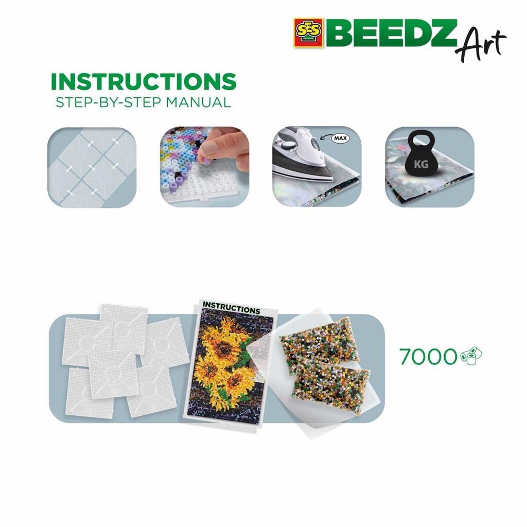 SES Creative Beedz Art Strijkkralen Zonnebloemen 30x45.5 cm 7000 Stuks - Afbeelding 2