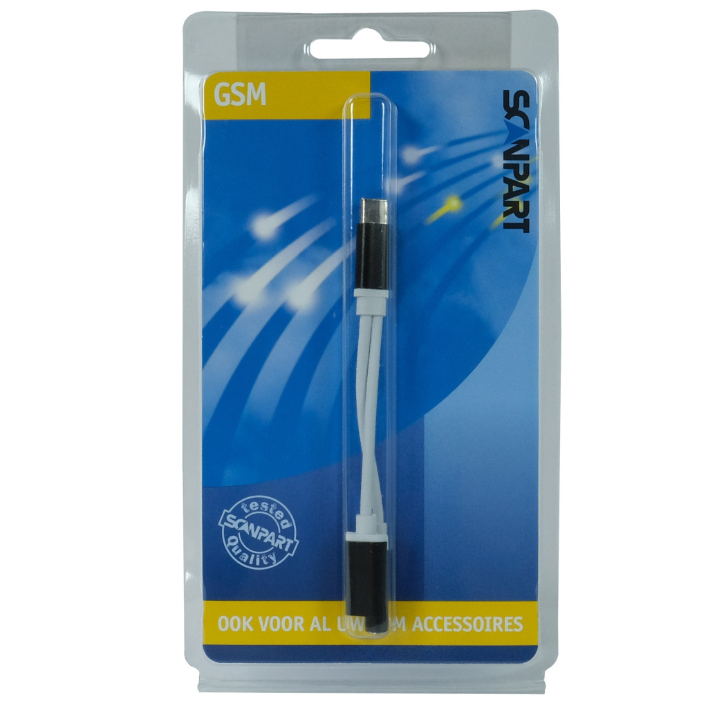 Scanpart Adapter USB-C(m)>USB-C(f) en Jack Zwart/Wit - Afbeelding 2