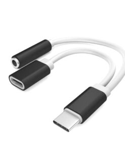 Scanpart Adapter USB-C(m)>USB-C(f) en Jack Zwart/Wit