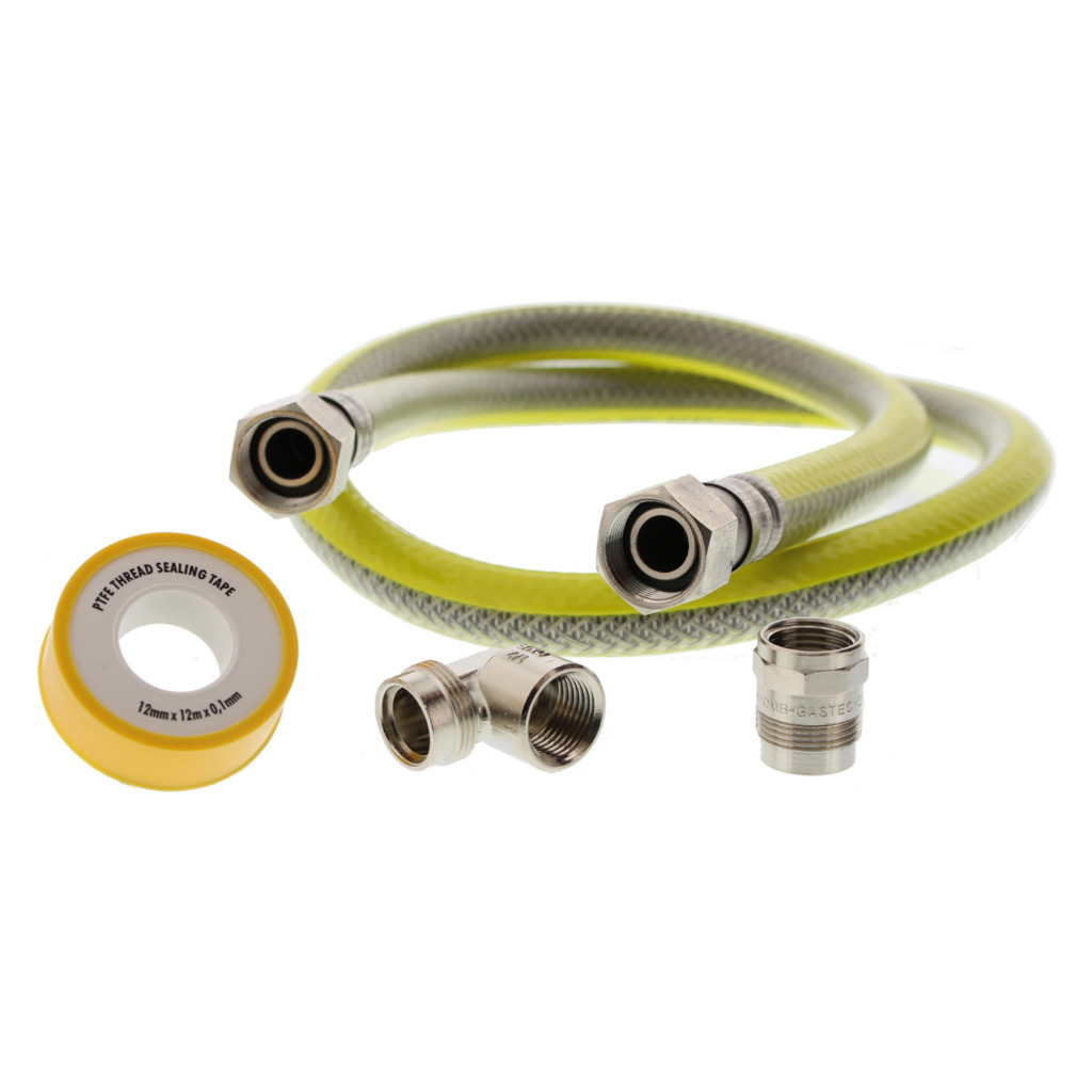 Scanpart Gas Aansluit Set Rvs-flexibele 125cm - Afbeelding 2