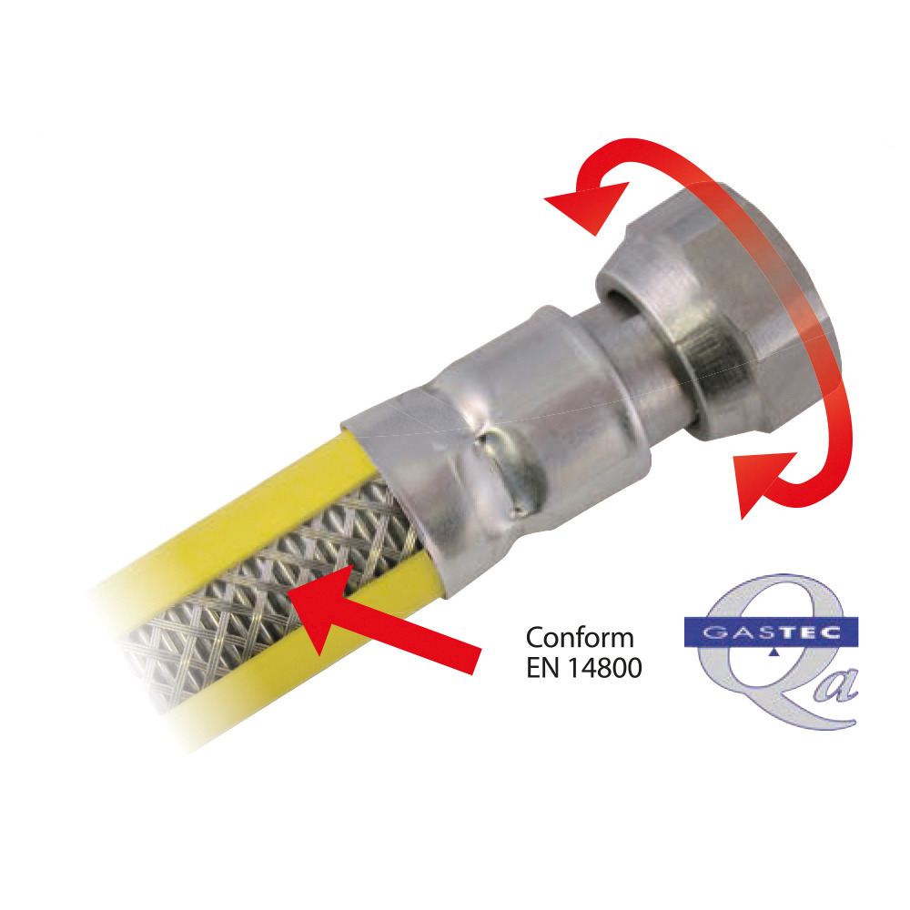Scanpart Gas Aansluit Set Rvs-flexibele 125cm - Afbeelding 3