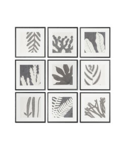 Schilderij DKD Home Decor 40 x 4 x 40 cm Blad van een plant Stads (9 Stuks)