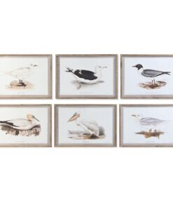 Schilderij DKD Home Decor 70 x 2,5 x 50 cm Traditioneel Vogels (6 Onderdelen)