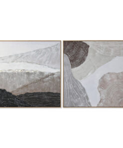 Schilderij Home ESPRIT Bruin Zwart Beige Abstract 123 x 4,3 x 123 cm (2 Stuks)