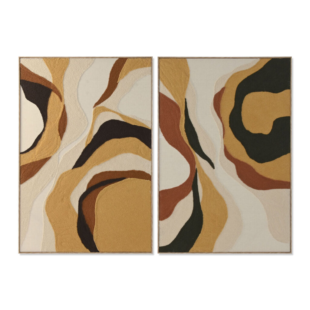 Schilderij Home ESPRIT Geel Groen Modern Stads 102 x 4,5 x 152 cm (2 Stuks)