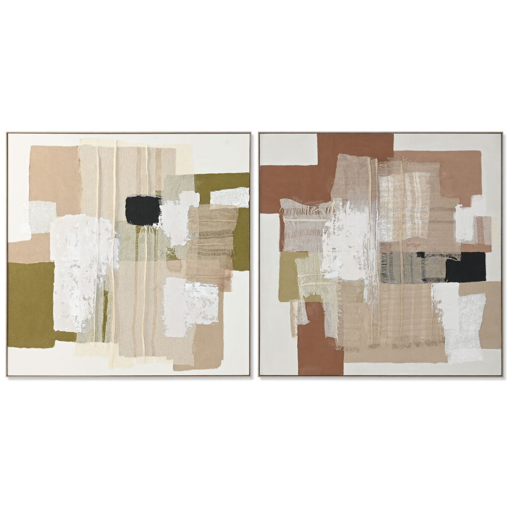 Schilderij Home ESPRIT Groen Beige Abstract Stads 121 x 5,2 x 121 cm (2 Stuks)