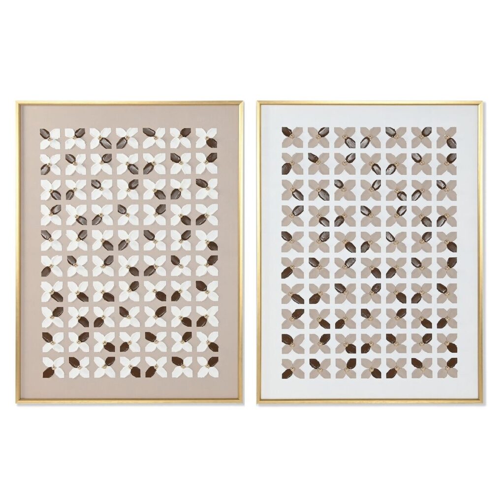 Schilderij Home ESPRIT Wit Beige Gouden Modern Stads 90 x 3,5 x 120 cm (2 Stuks)