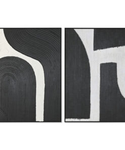Schilderij Home ESPRIT Wit Zwart Abstract 103 x 4,3 x 143 cm (2 Stuks)