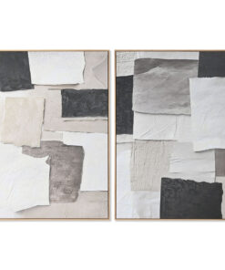 Schilderij Home ESPRIT Wit Zwart Beige Abstract 103 x 4,3 x 143 cm (2 Stuks)