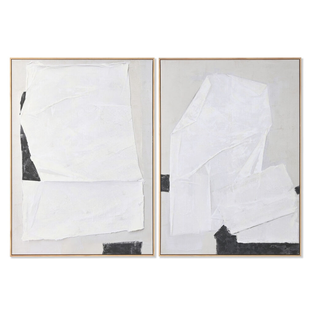 Schilderij Home ESPRIT Wit Zwart Beige Abstract 103 x 4,3 x 143 cm (2 Stuks)