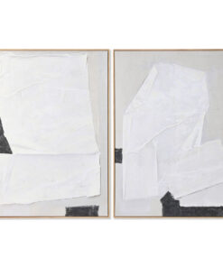 Schilderij Home ESPRIT Wit Zwart Beige Abstract 103 x 4,3 x 143 cm (2 Stuks)