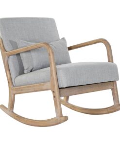 Schommelstoel DKD Home Decor Grijs Natuurlijk Lichtgrijs Linnen Rubberwood 66 x 88 x 78 cm