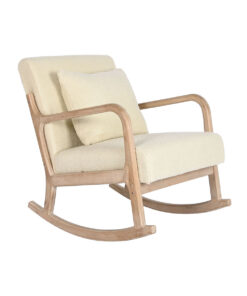 Schommelstoel Home ESPRIT Wit Natuurlijk Rubberwood 66 x 88 x 78 cm