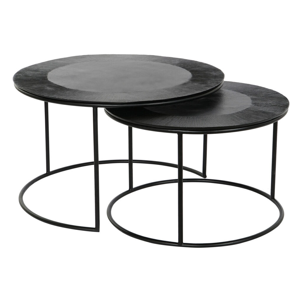Set van 2 tafels DKD Home Decor Zwart Metaal Aluminium 76 x 76 x 44 cm