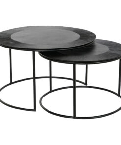 Set van 2 tafels DKD Home Decor Zwart Metaal Aluminium 76 x 76 x 44 cm