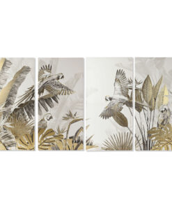 Set van 4 Schilderijen Home ESPRIT Beige Gouden Tropisch 280 x 3,2 x 140 cm