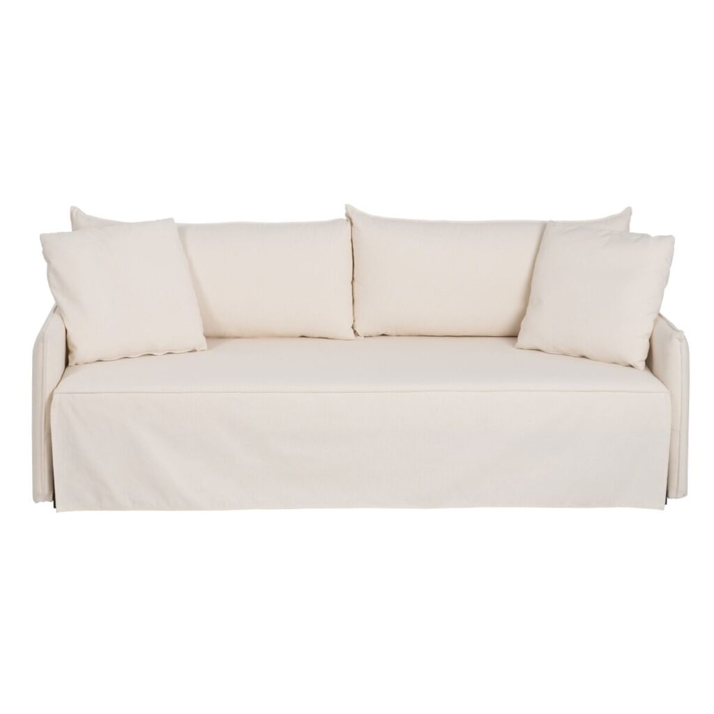 Slaapbank 200 x 94 x 86 cm Synthetisch materiaal Crème