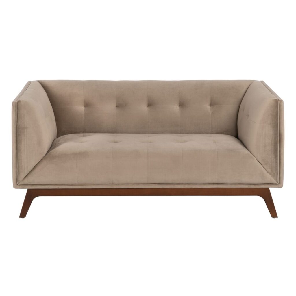 Sofa 156 x 81 x 72 cm Champagne Synthetisch materiaal Hout Fluweel