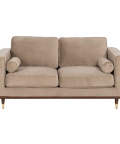 Sofa 172 x 89 x 91 cm Champagne Synthetisch materiaal Hout Fluweel