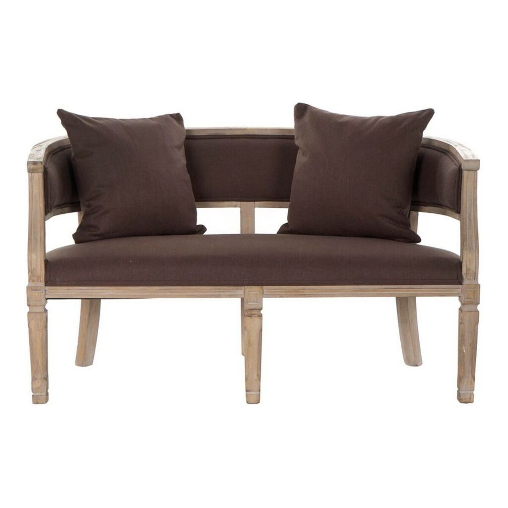 Sofa DKD Home Decor Bruin Linnen Rubberwood Traditioneel (122 x 69 x 72 cm)