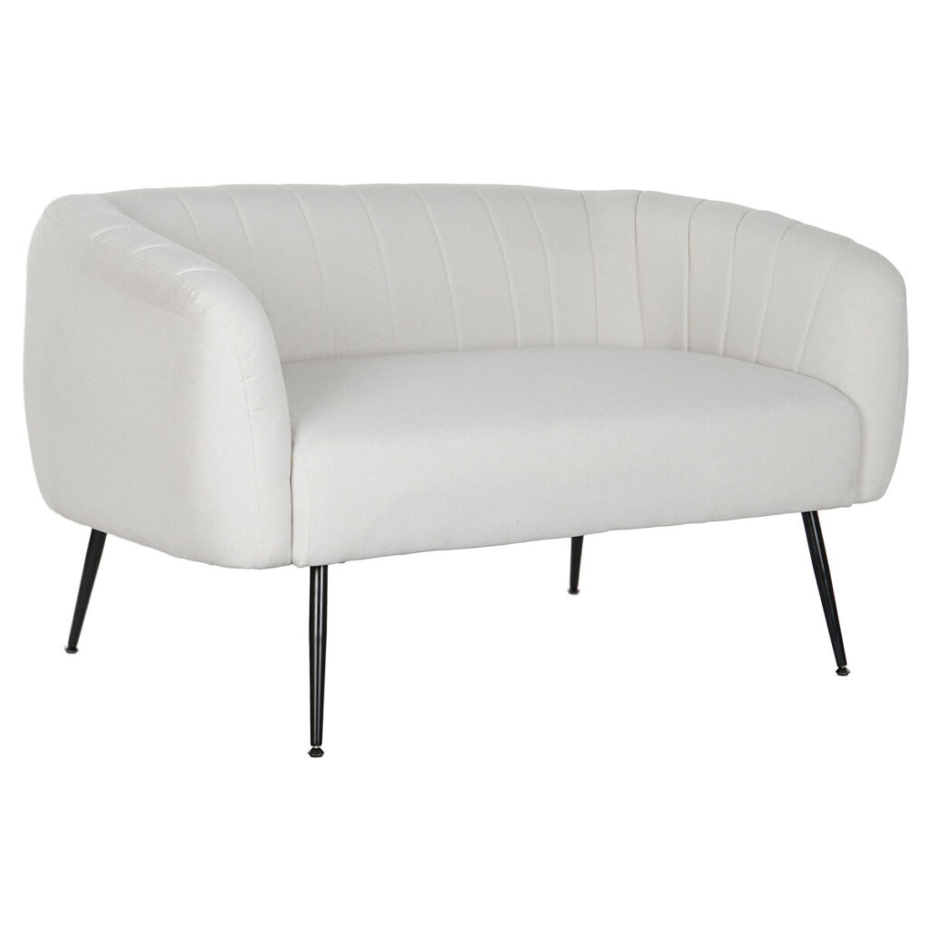 Sofa DKD Home Decor Zwart Greige Schuim Hout Metaal Fluweel Scandi 129 x 75 x 73 cm