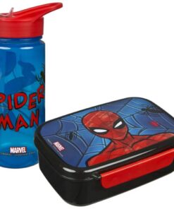 Spiderman Broodtrommel en Drinkfles Rood/Zwart/Blauw