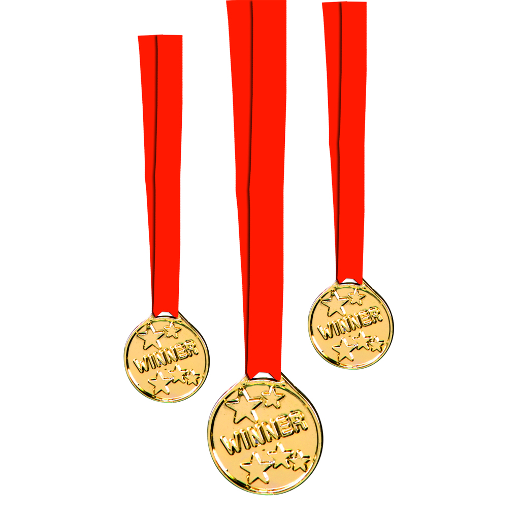 Stylex Metalen Medailles Winner 6 Stuks Goud/Rood - Afbeelding 2
