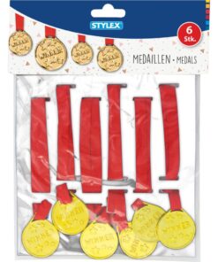 Stylex Metalen Medailles Winner 6 Stuks Goud/Rood - Afbeelding 3