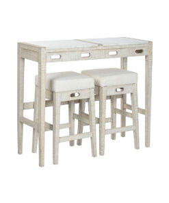 Tafel met stoelen Home ESPRIT Wit Natuurlijk 112 x 40 x 96 cm