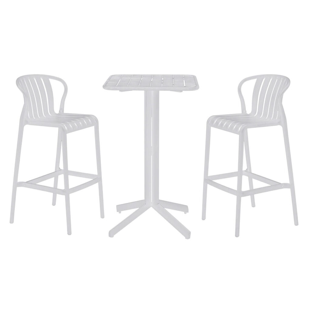 Tafel met twee stoelen Home ESPRIT Wit Metaal Polypropyleen 60 x 60 x 102 cm