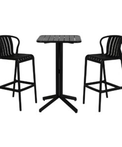Tafel met twee stoelen Home ESPRIT Zwart Metaal Polypropyleen 60 x 60 x 102 cm